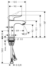 Mitigeur de lavabo Hansgrohe Metris saillie 89 mm chromé