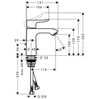 Mitigeur de lavabo Hansgrohe Metris 110 saillie 116 mm chromé