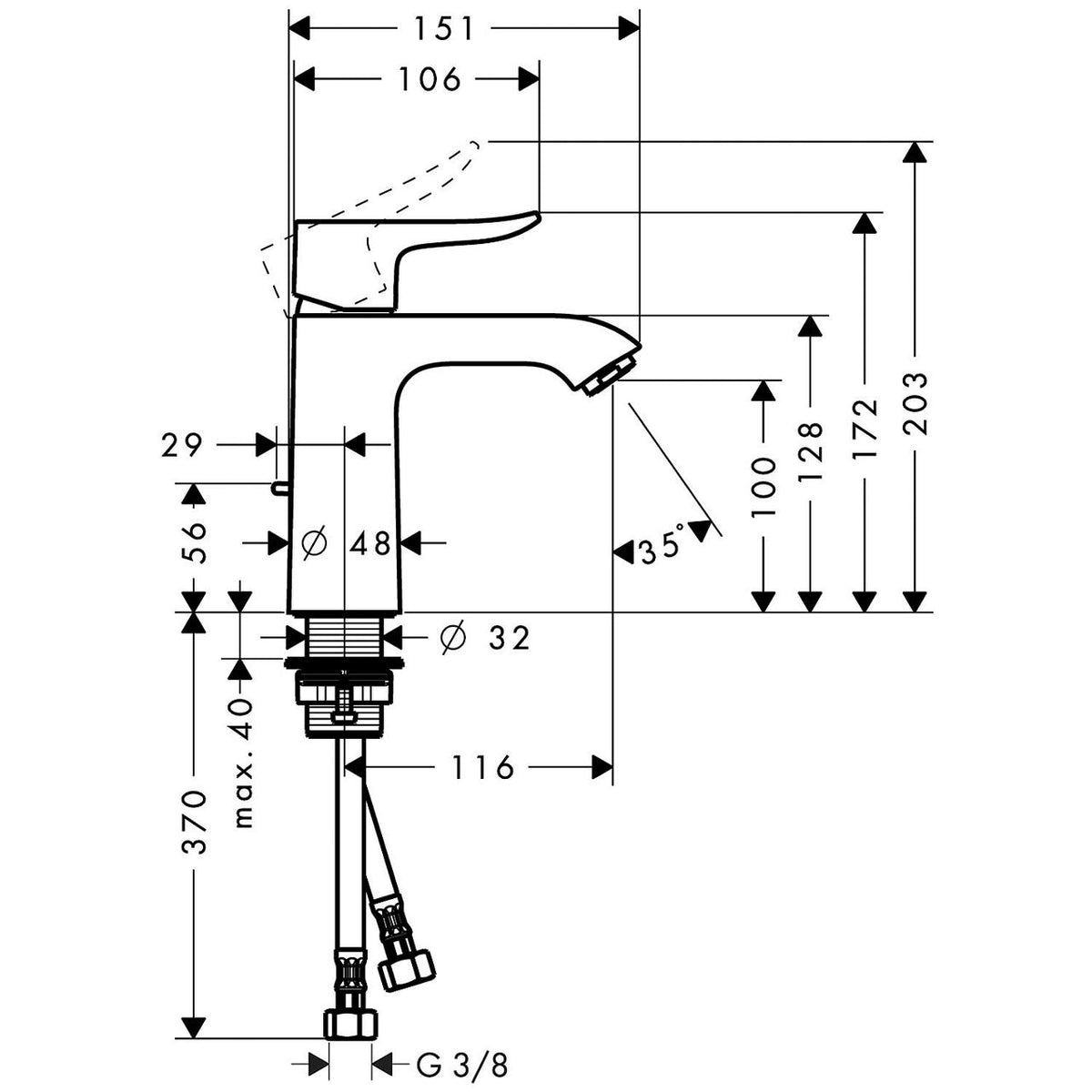 Mitigeur de lavabo Hansgrohe Metris 110 saillie 116 mm chromé