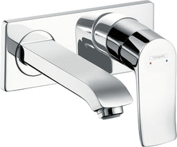 Mitigeur de lavabo mural Hansgrohe Metris saillie 225 mm chromé