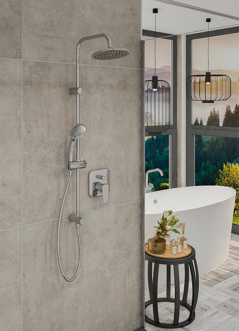 Ideal Standard Idealrain Duschsäule mit Handbrause + Kopfbrause Ø 200 mm Chrom für Unterputzmischer