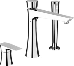 Mitigeur bord baignoire 3 trous Diva avec douchette stick saillie 190 mm chromé