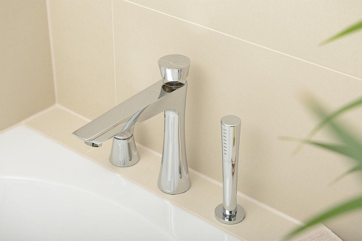 Mitigeur bord baignoire 3 trous Diva avec douchette stick saillie 190 mm chromé