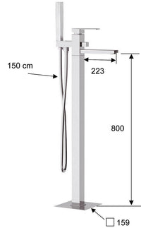 Mitigeur bain-douche sur pied Skyline avec douchette stick + corps encastrement, saillie 223 mm, chromé