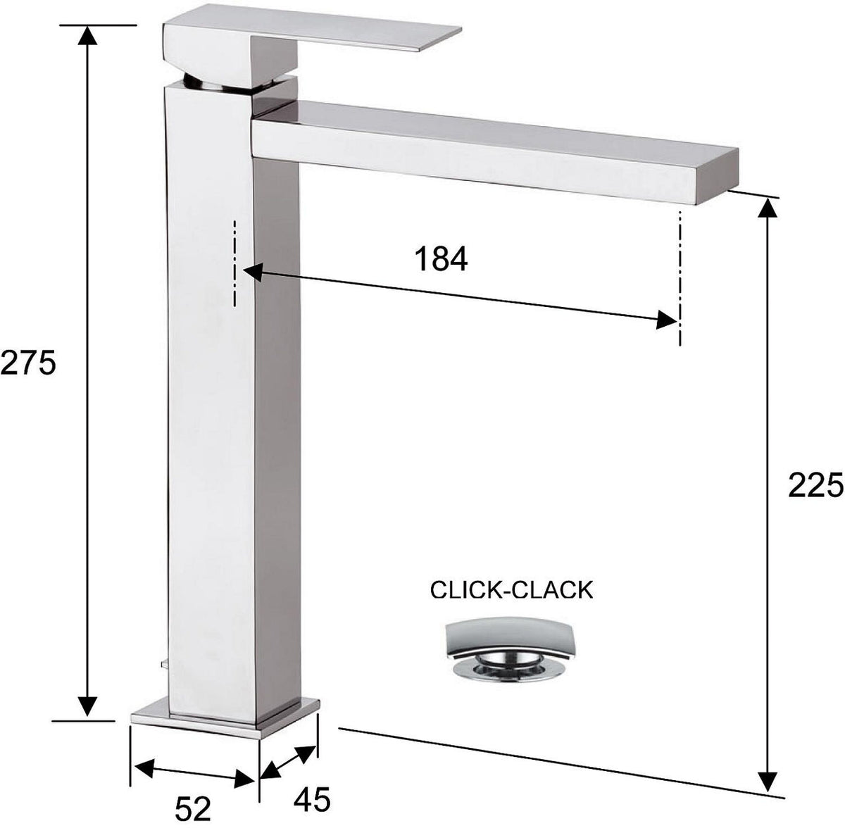 Mitigeur de lavabo Evenes Skyline saillie 184mm chromé