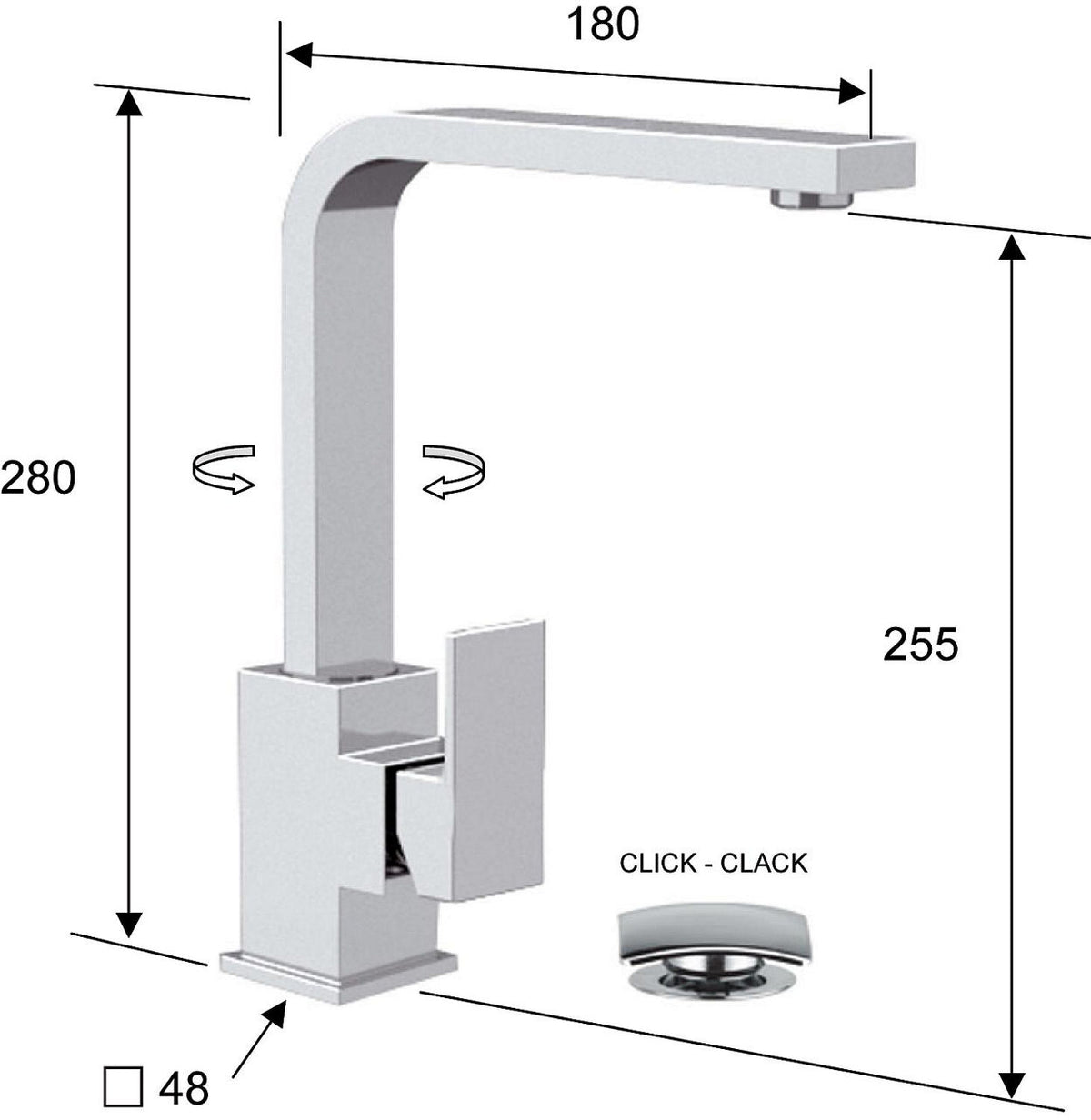 Mitigeur de lavabo Evenes Skyline saillie 180mm chromé
