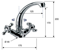 Mélangeur de lavabo Evenes Retro L saillie 125mm chromé