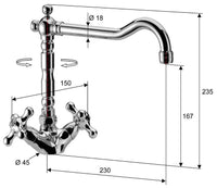Mélangeur de lavabo Evenes Retro saillie 230mm chromé
