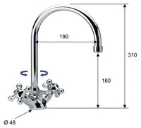 Mélangeur de lavabo Evenes Retro saillie 190mm chromé