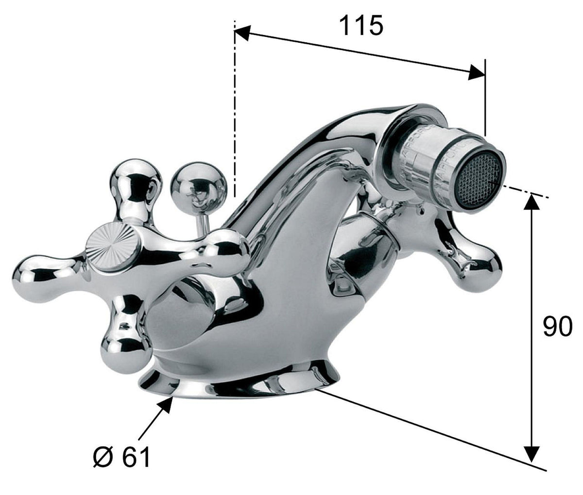 Mélangeur bidet bicommande Retro saillie 115 mm chromé