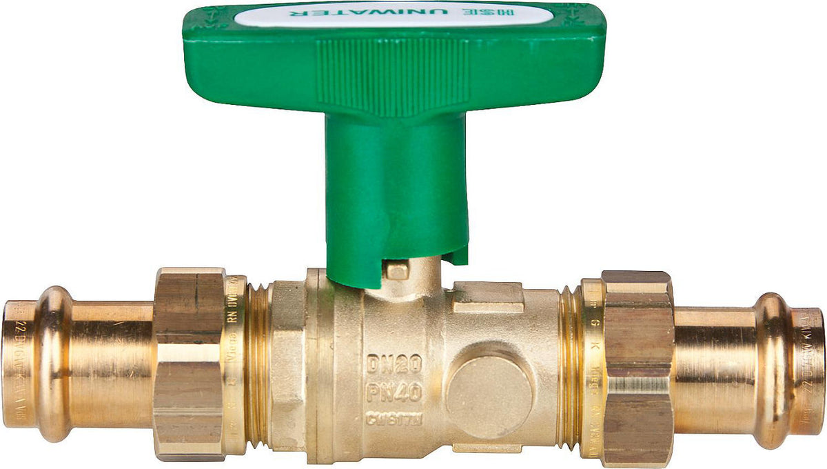 Robinet à boisseau sphérique eau potable UNIWATER à sertir × à sertir, poignée isolante en T