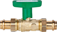Robinet à boisseau sphérique eau potable UNIWATER à sertir × à sertir avec vidange, poignée isolante en T