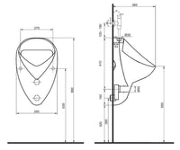 Urinoir evenes EBO, kit complet, alimentation par le haut, 345×560×380 mm, céramique blanche - vue 3