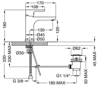 Mitigeur de lavabo Evenes Goodlife saillie 130mm chromé