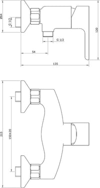Mitigeur douche apparent Goodlife saillie 135 mm chromé