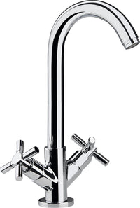Mitigeur d'évier à deux poignées Comi Bec orientable Saillie 217 mm, chromé