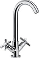 Mitigeur d'évier à deux poignées Comi Bec orientable Saillie 217 mm, chromé