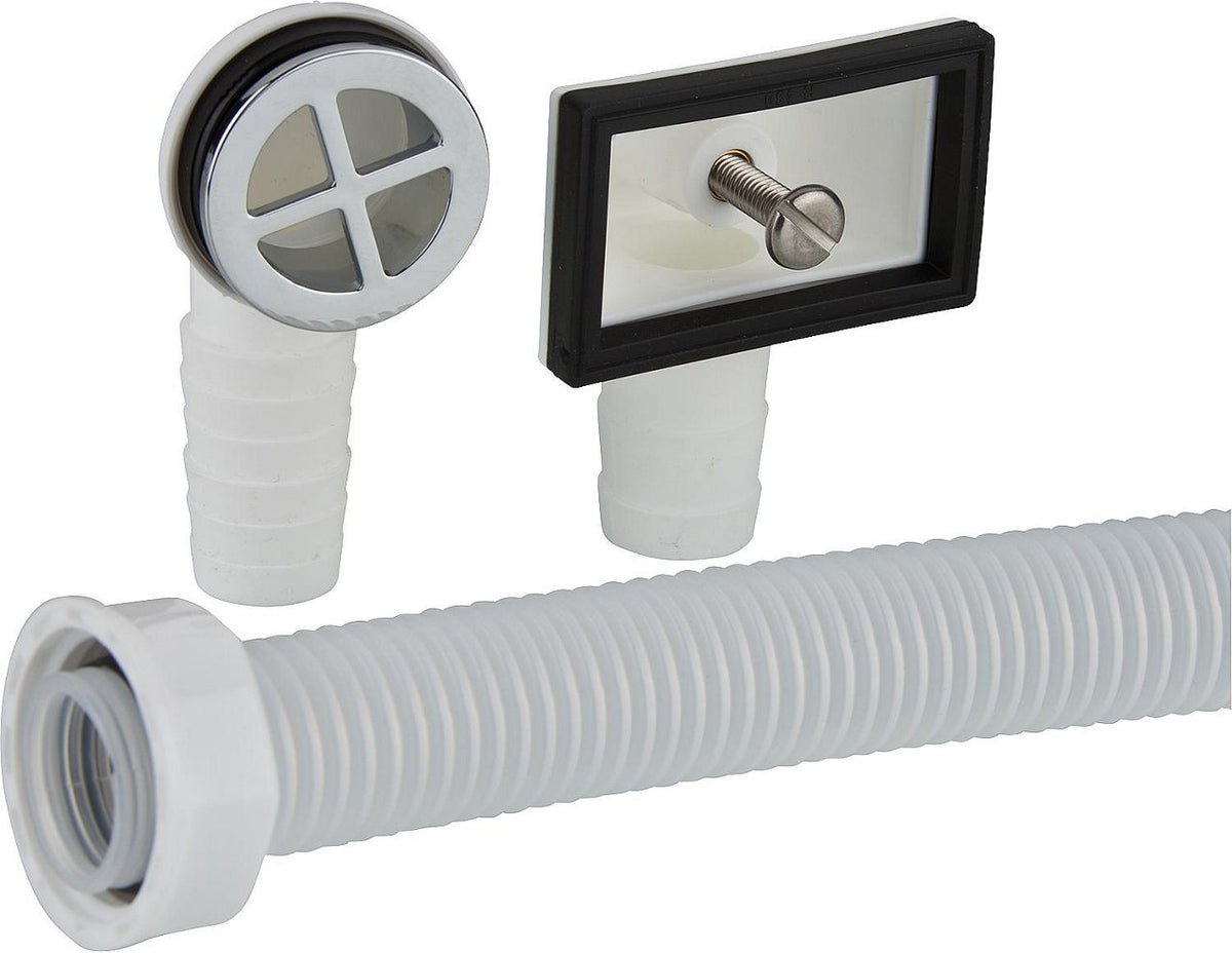Kit trop-plein comprenant flexible 25x400 mm, raccord rond et anguleux