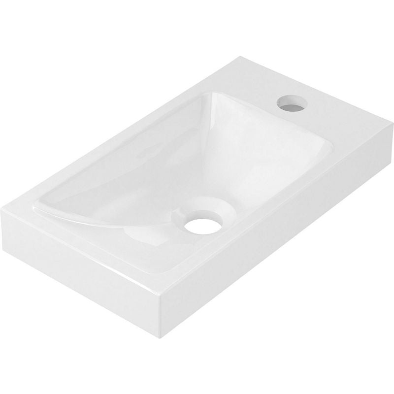 Vasque à poser LENA lxhxp : 400x91x220 mm fonte minérale blanc