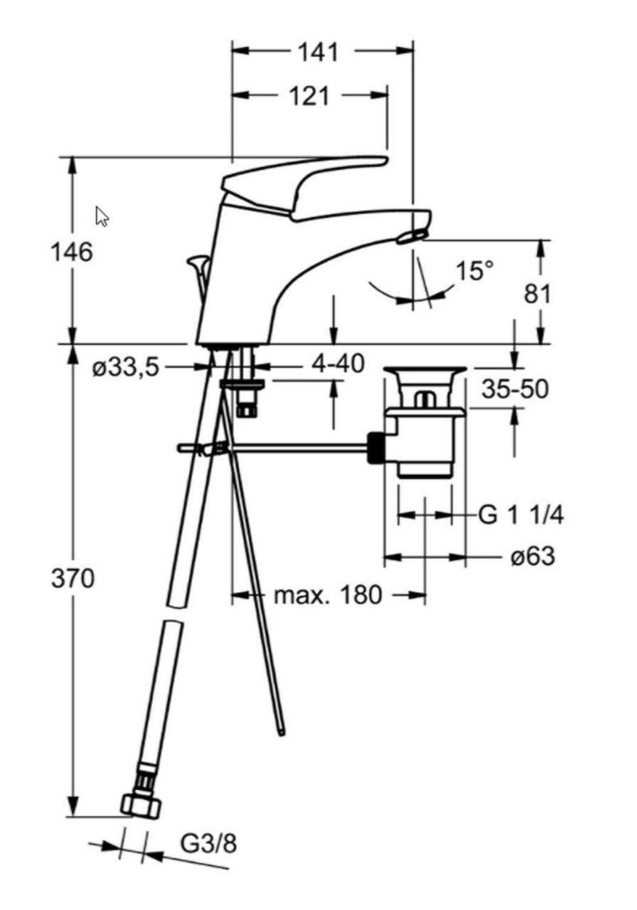 Mitigeur de lavabo Hansa Hansamix saillie 141 mm chromé