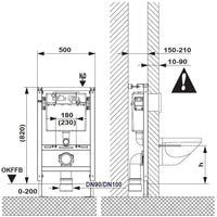 Bâti-support WC Evenes Duplo XS 820 mm avec réservoir encastré 187, commande par le haut/devant
