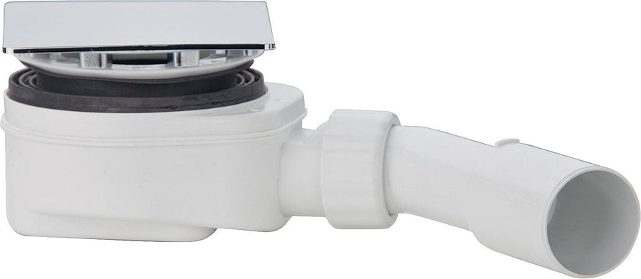 Écoulement de baignoire-douche avec tube d'écoulement 50/40 cache carré ABS 120x120 mm / ø 90 mm