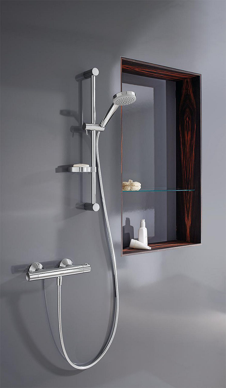 Hansa Hansaunita Thermostat-Duschsäule 900 mm Stange Ø 100 mm Handbrause Chrom