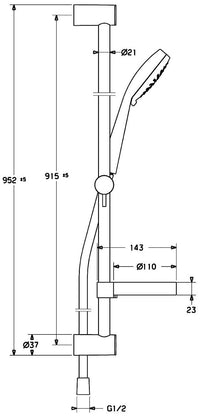 Hansa Hansaunita Thermostat-Duschsäule 900 mm Stange Ø 100 mm Handbrause Chrom