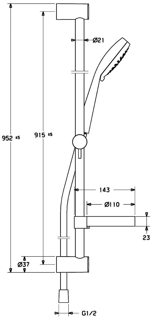 Hansa Hansaunita Thermostat-Duschsäule 900 mm Stange Ø 100 mm Handbrause Chrom