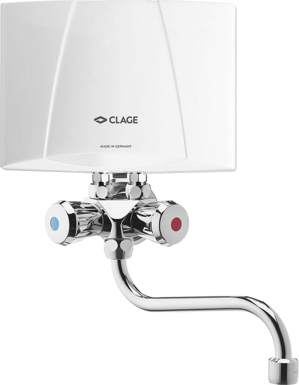 Petit chauffe-eau instantané Clage M/SMB, sur évier, sans pression, avec mitigeur
