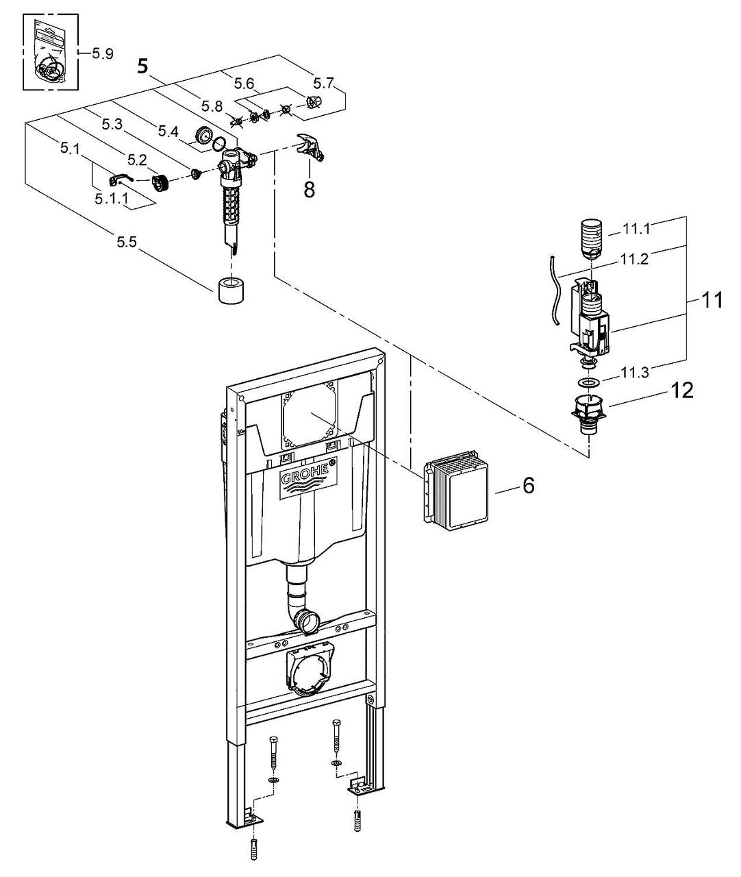Support pour robinet flotteur Grohe 42246 Réf. 42246000