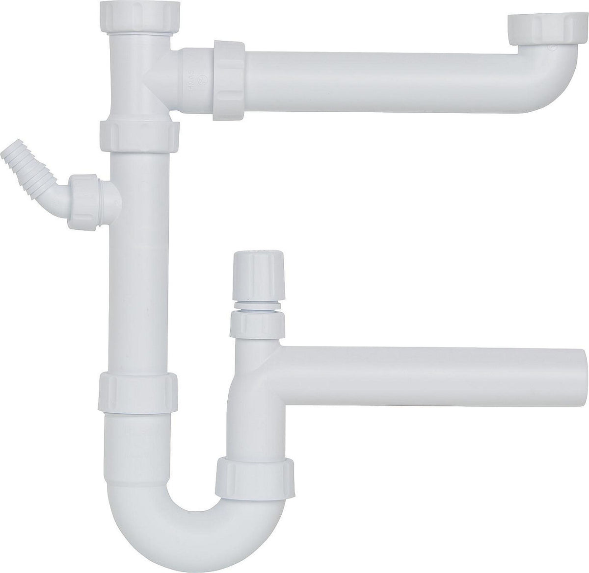 Siphon d'évier double en plastique avec aérateur de conduite DN 40