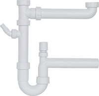 Siphon d'évier double en plastique avec aérateur de conduite DN 40