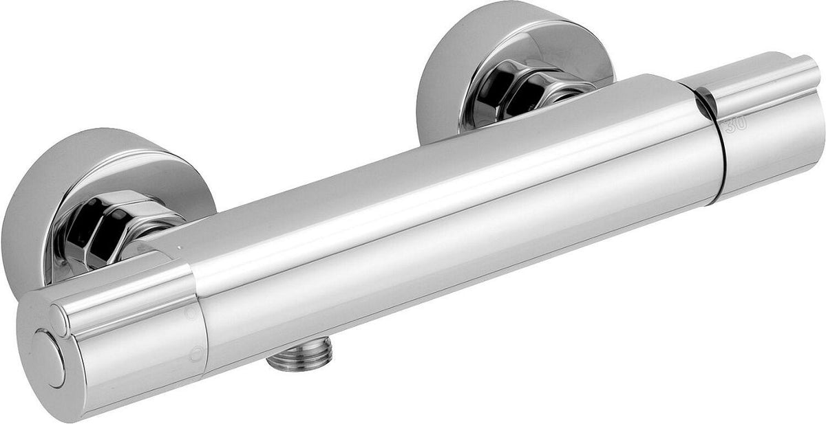 Colonne de douche thermostatique Ellu barre 600 mm douchette Ø 90 mm chrome