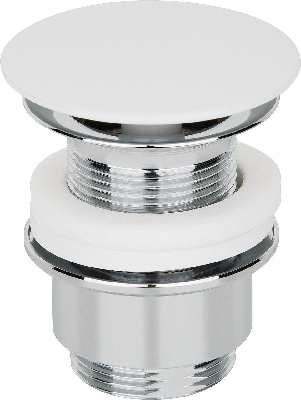 Vanne à tige laiton chromé DN32 (1 1/4") avec plaque fixe laquée blanche 30-45mm