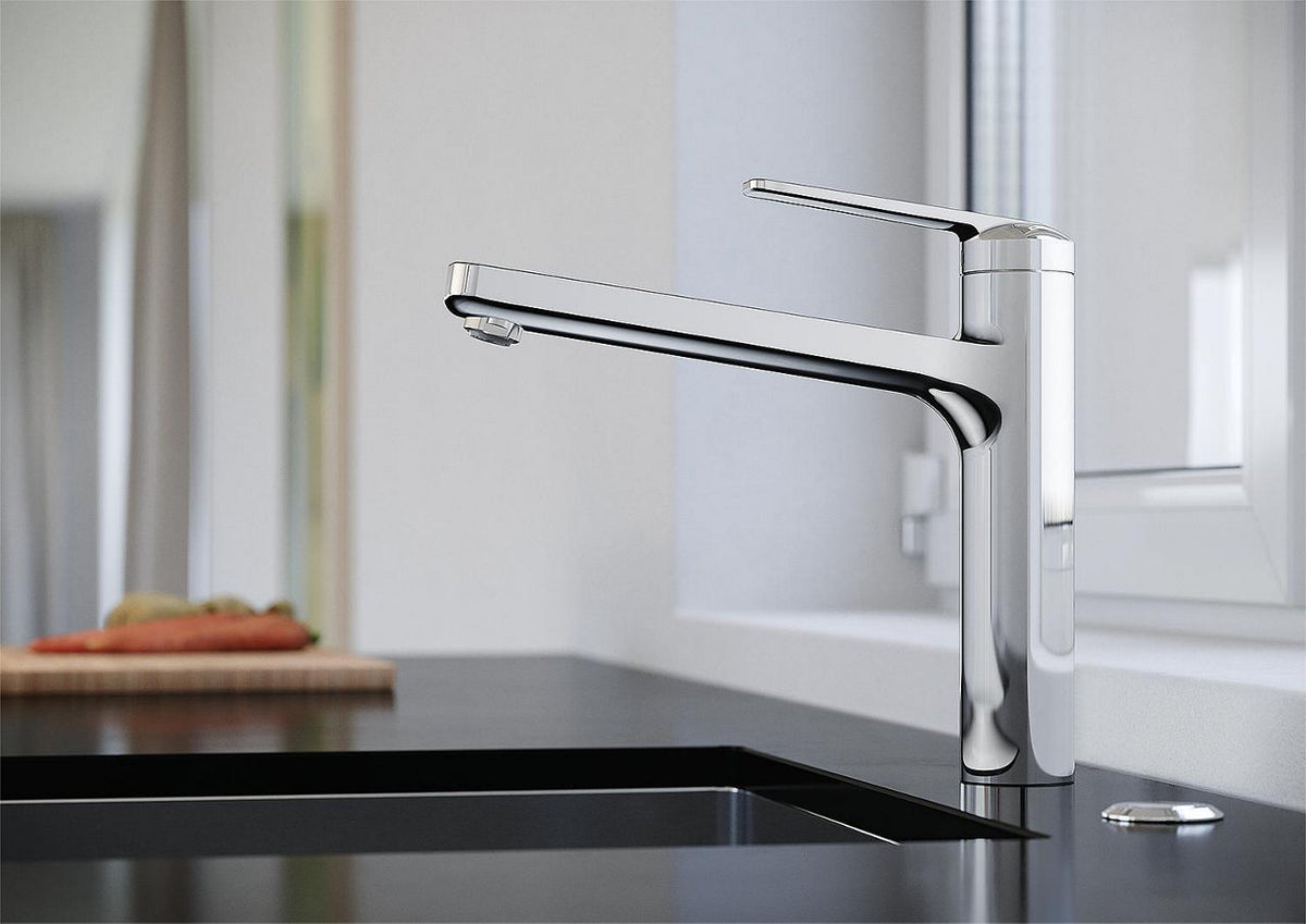 Mitigeur d'évier KWC Domo bec pivotant saillie 225 mm chrome