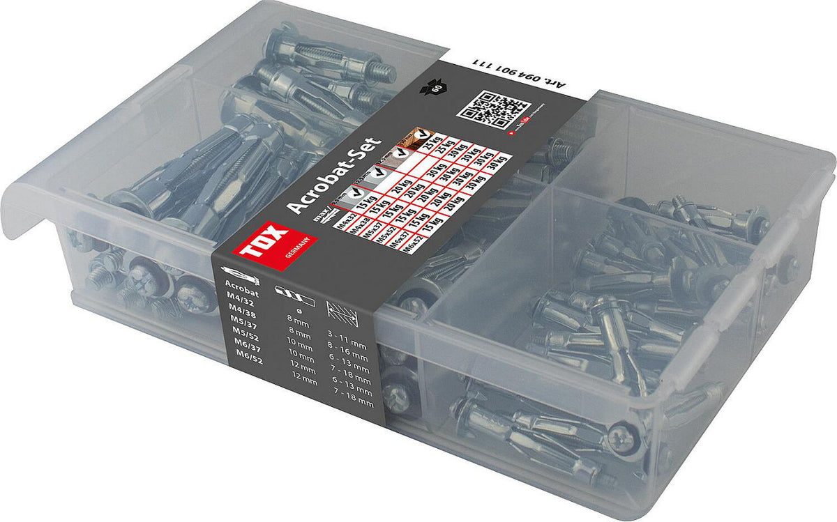 Kit de chevilles métalliques TOX (assortiment 60 pièces)