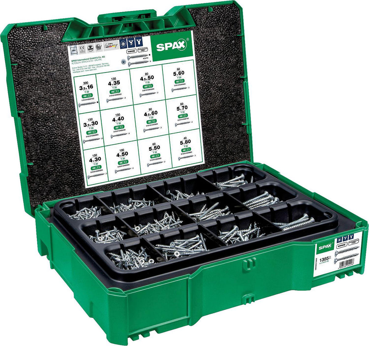 Vis à tête fraisée SPAX WIROX T-STAR Plus, 1386 pièces, en Systainer
