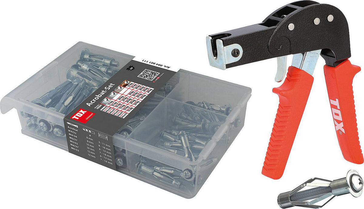 Kit de chevilles métalliques TOX 62 pièces avec pince de montage
