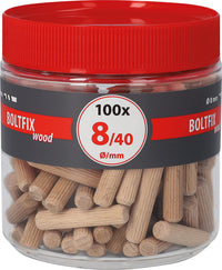 Chevilles en bois TOX Boltfix wood, chevilles ondulées en hêtre massif