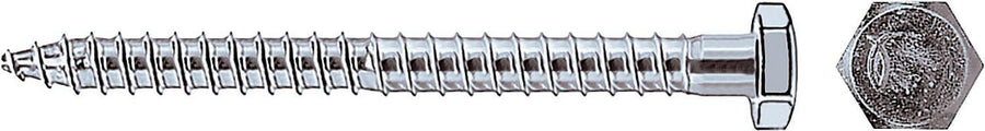 Vis de sécurité béton Fischer — tête six pans galvanisée