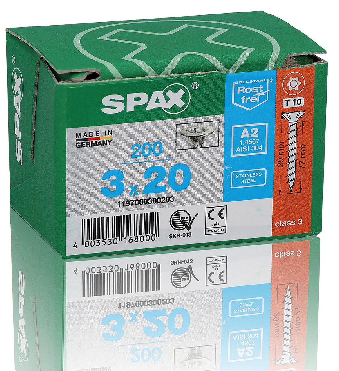 Vis à tête fraisée SPAX filetage complet inox A2 Ø 3–6 mm