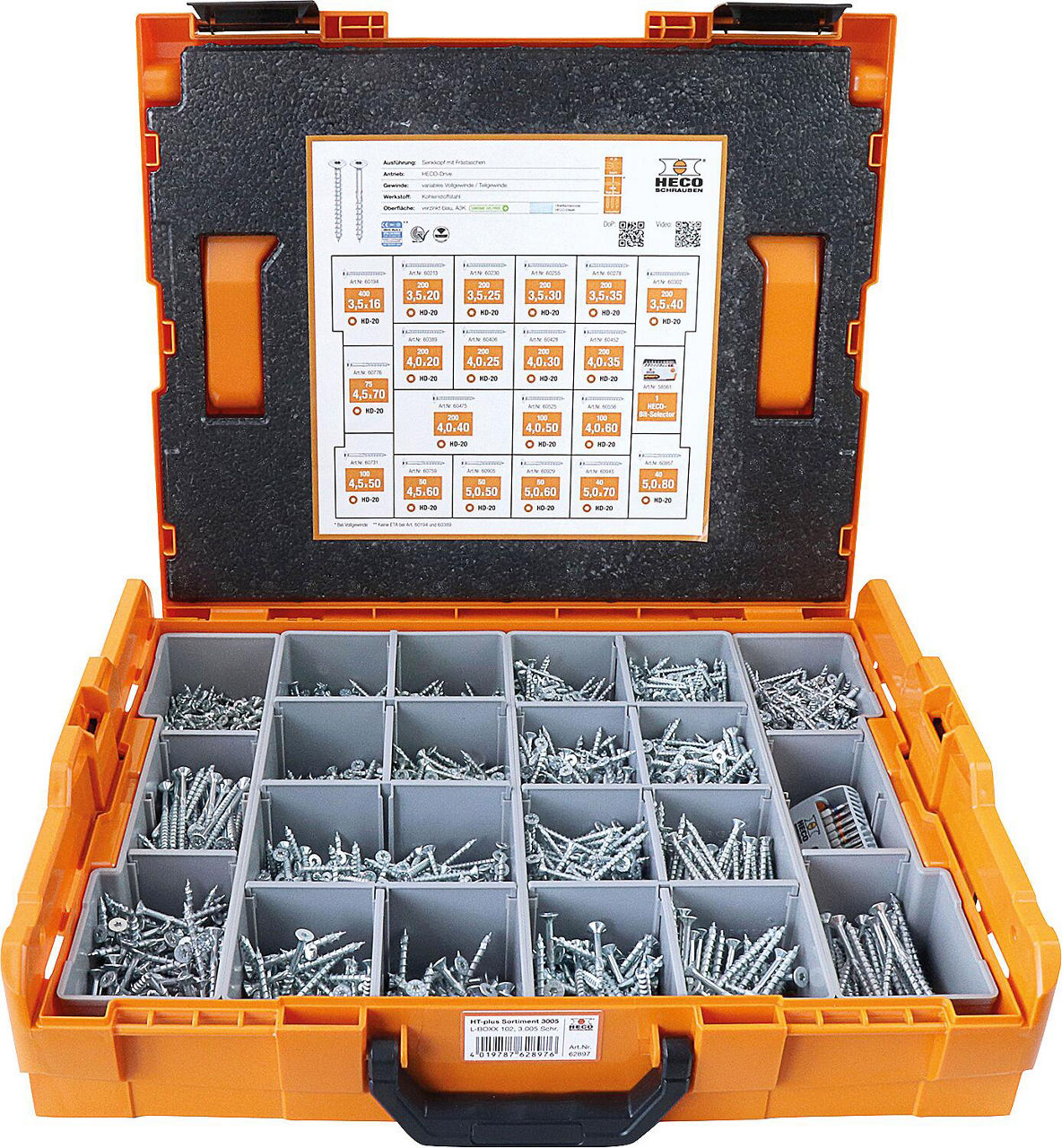 Sortiment HECO-TOPIX-PLUS Senkkopfschrauben, 3017 Stück, in L-BOXX 102