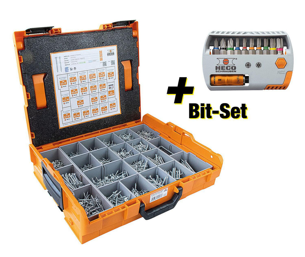 Assortiment de vis HECO-TOPIX-PLUS tête fraisée, 3017 pièces, en L-BOXX 102