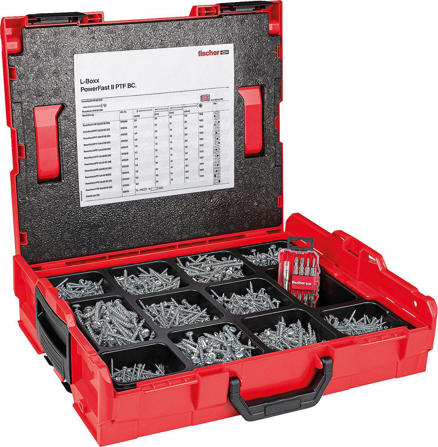 Assortiment de vis Fischer Power-Fast II tête cylindrique bombée, 1811 pièces, en L-BOXX 102