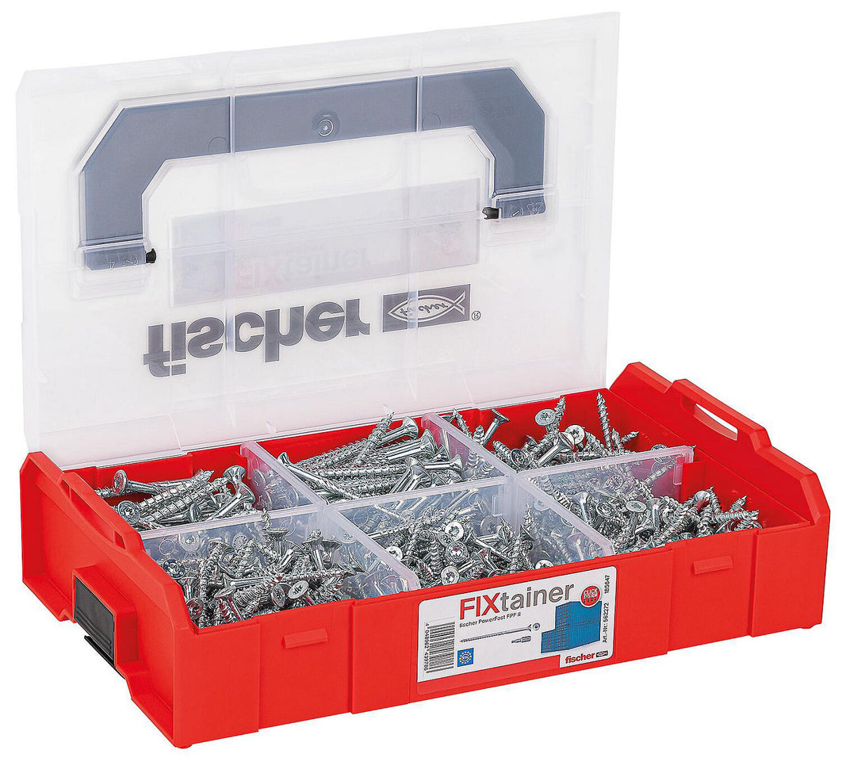 Assortiment de vis Fischer FixTainer PowerFast II tête fraisée filetage partiel, 527 pièces