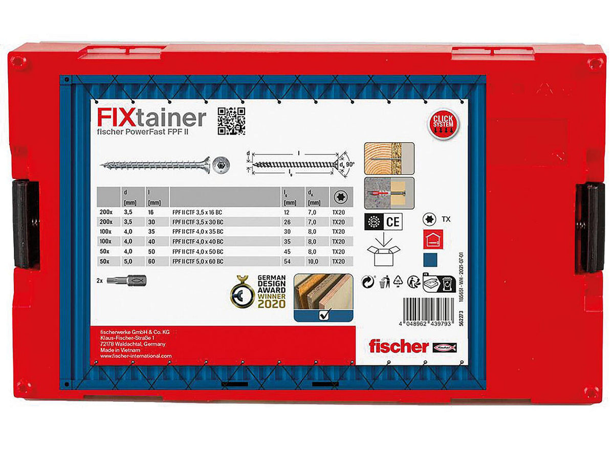 Fischer FixTainer PowerFast II Spanplattenschrauben mit Senkkopf, Vollgewinde, 703 Teile