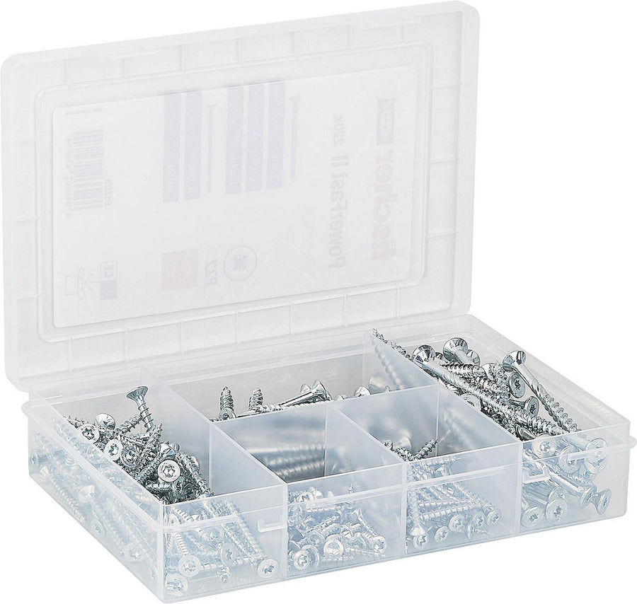 Assortiment de vis Fischer Meisterbox PowerFast II tête fraisée, 222 pièces