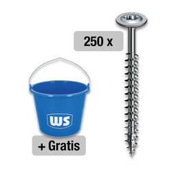 Pack promo SPAX vis à tête disque filetage total Ø8x100 mm, 250 pièces + seau WS