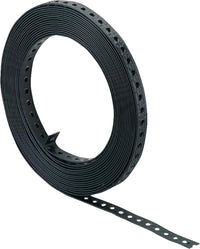 Ruban perforé gainé plastique noir, rouleau 10 m